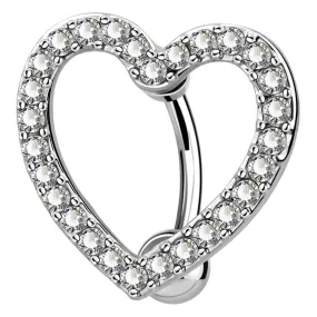 14G 10-16mm Reverse CZ Heart Sparkle Navel Ring