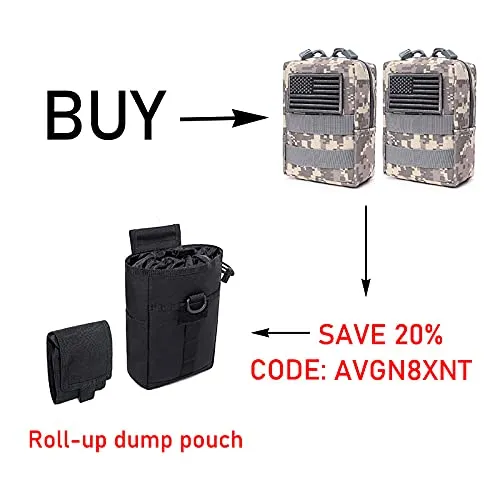 2 Pack Molle Pouches - Tactical Compact Water-Resistant EDC Pouch (ACU)