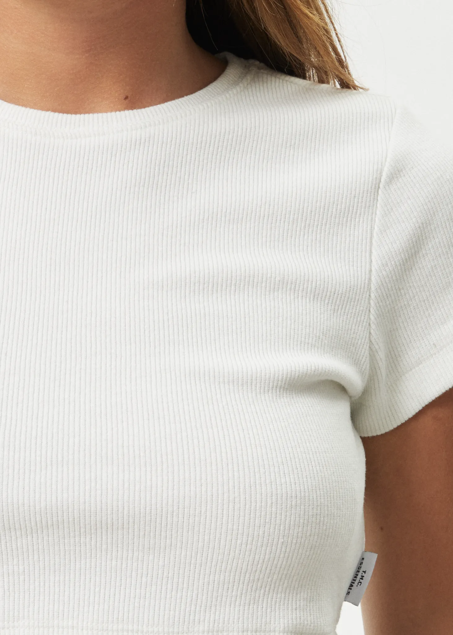 AFENDS Womens Abbie - Ribbed Cropped Tee - Off White