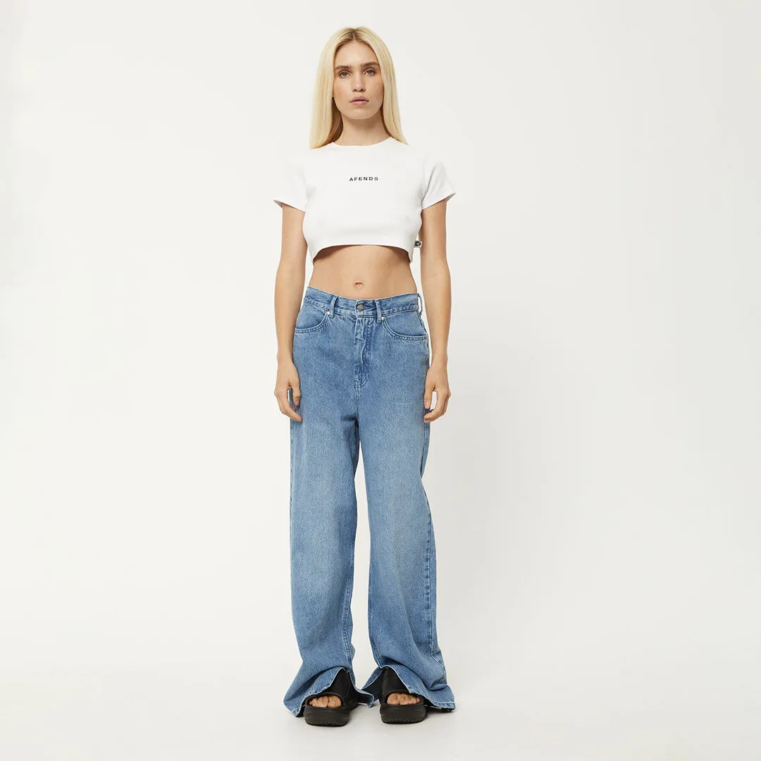 AFENDS Womens Boundless - Ribbed Cropped T-Shirt - White