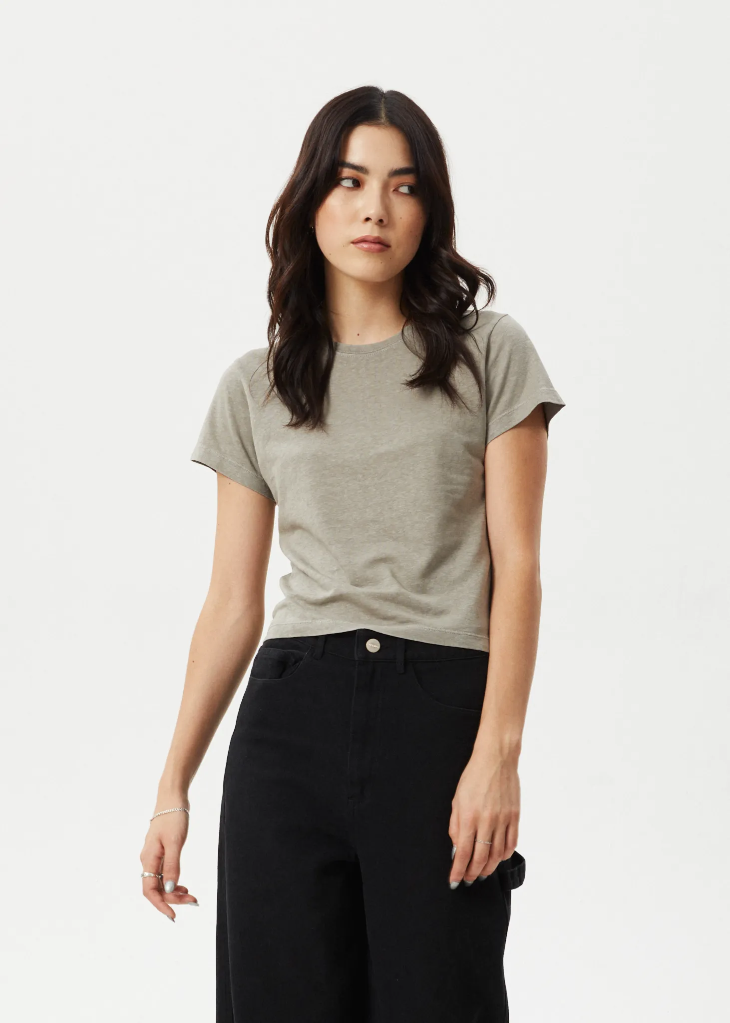 AFENDS Womens Carmen - Baby Tee - Olive