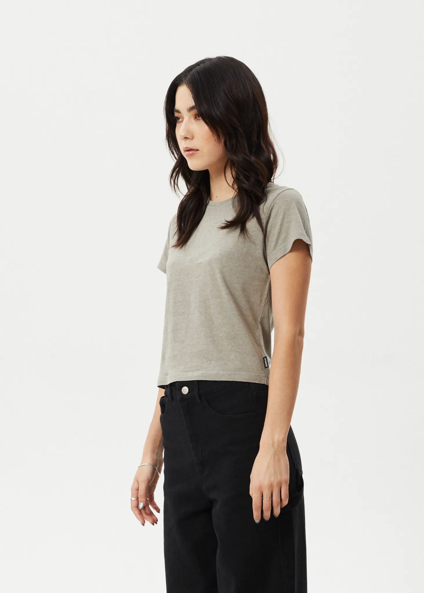 AFENDS Womens Carmen - Baby Tee - Olive