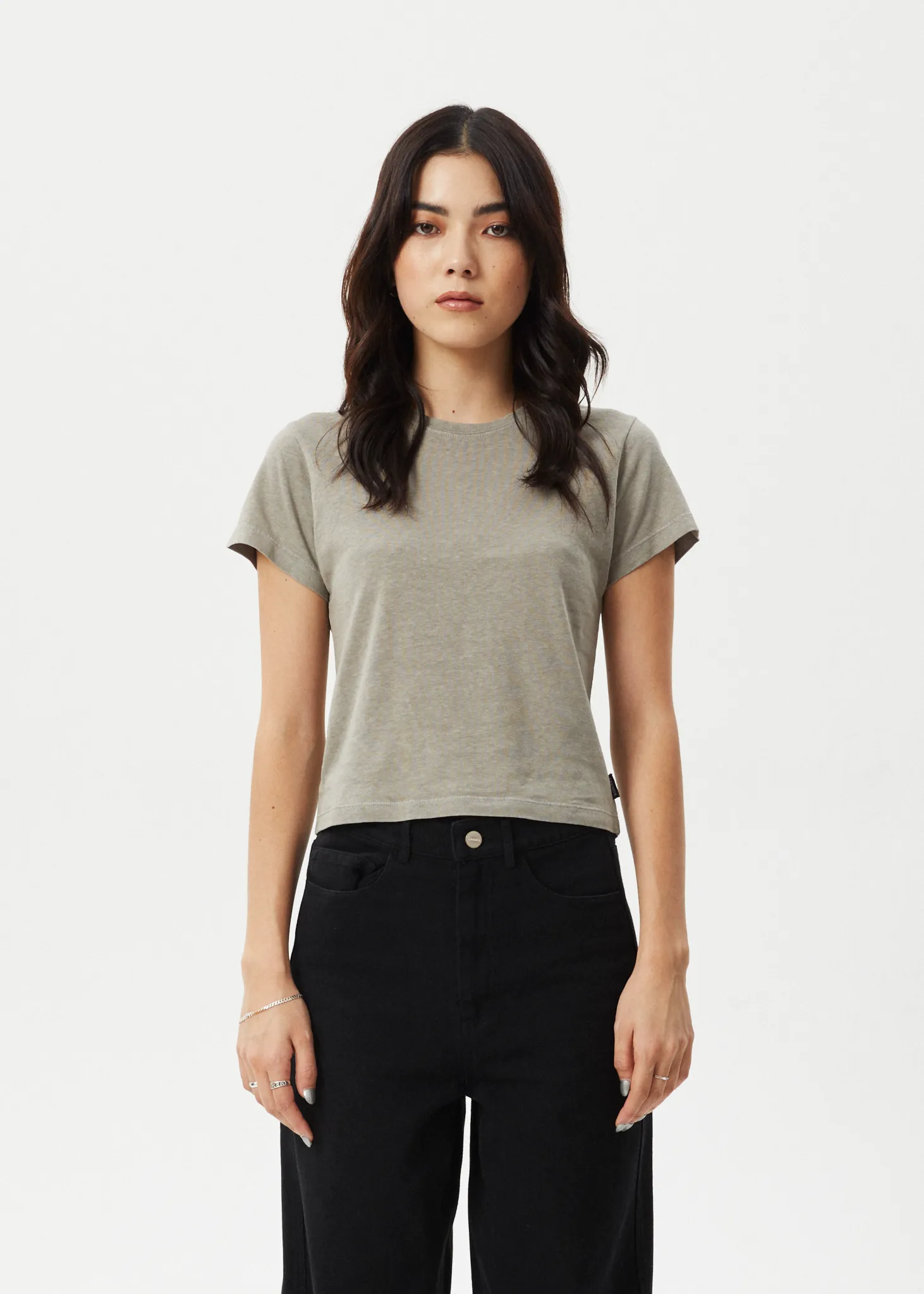 AFENDS Womens Carmen - Baby Tee - Olive