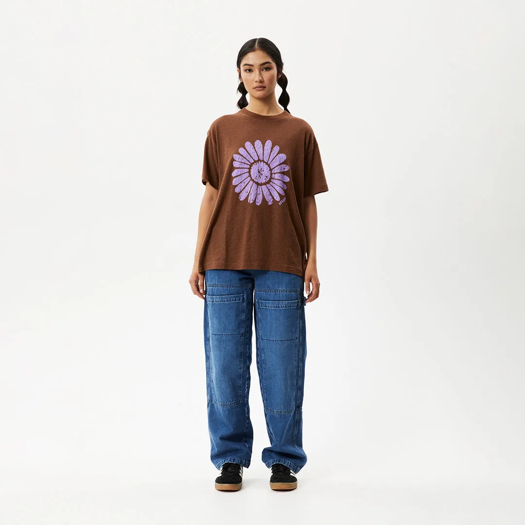 AFENDS Womens Daisy Slay - Oversized Graphic T-Shirt - Toffee