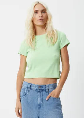 AFENDS Womens Faith - Ribbed Tee - Lime Green