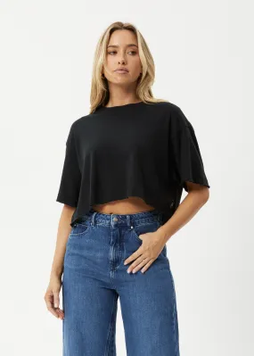 AFENDS Womens Slay Cropped - Oversized Tee - Black