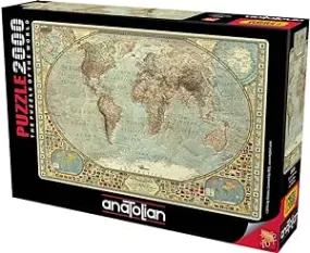 Anatolian 2000Piece Jigsaw Puzzle - World Map Jigsaw Puzzle, Brown/a