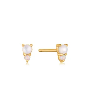 Ania Haie Gold Mother of Pearl and Kyoto Opal Stud Earrings