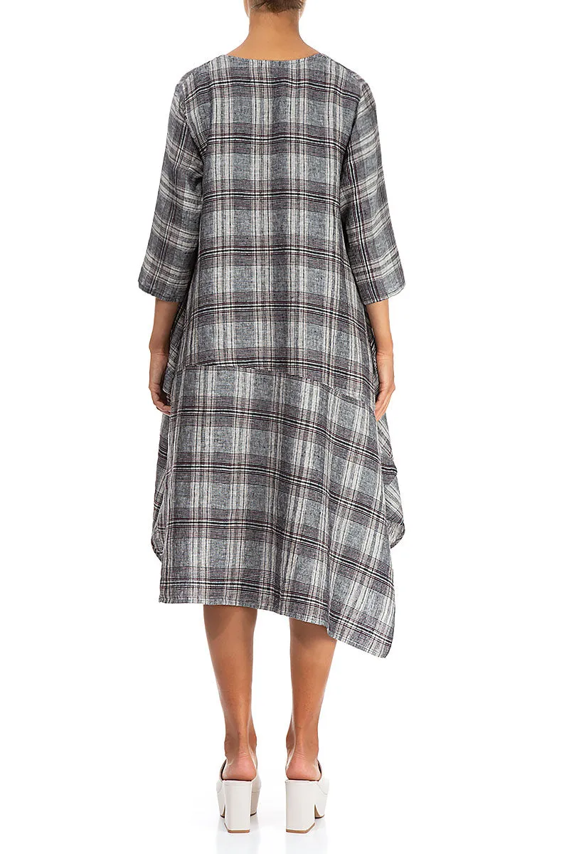 Asymmetric Checkered Pure Linen Tunic