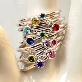 Birthstone stacking rings 4mm