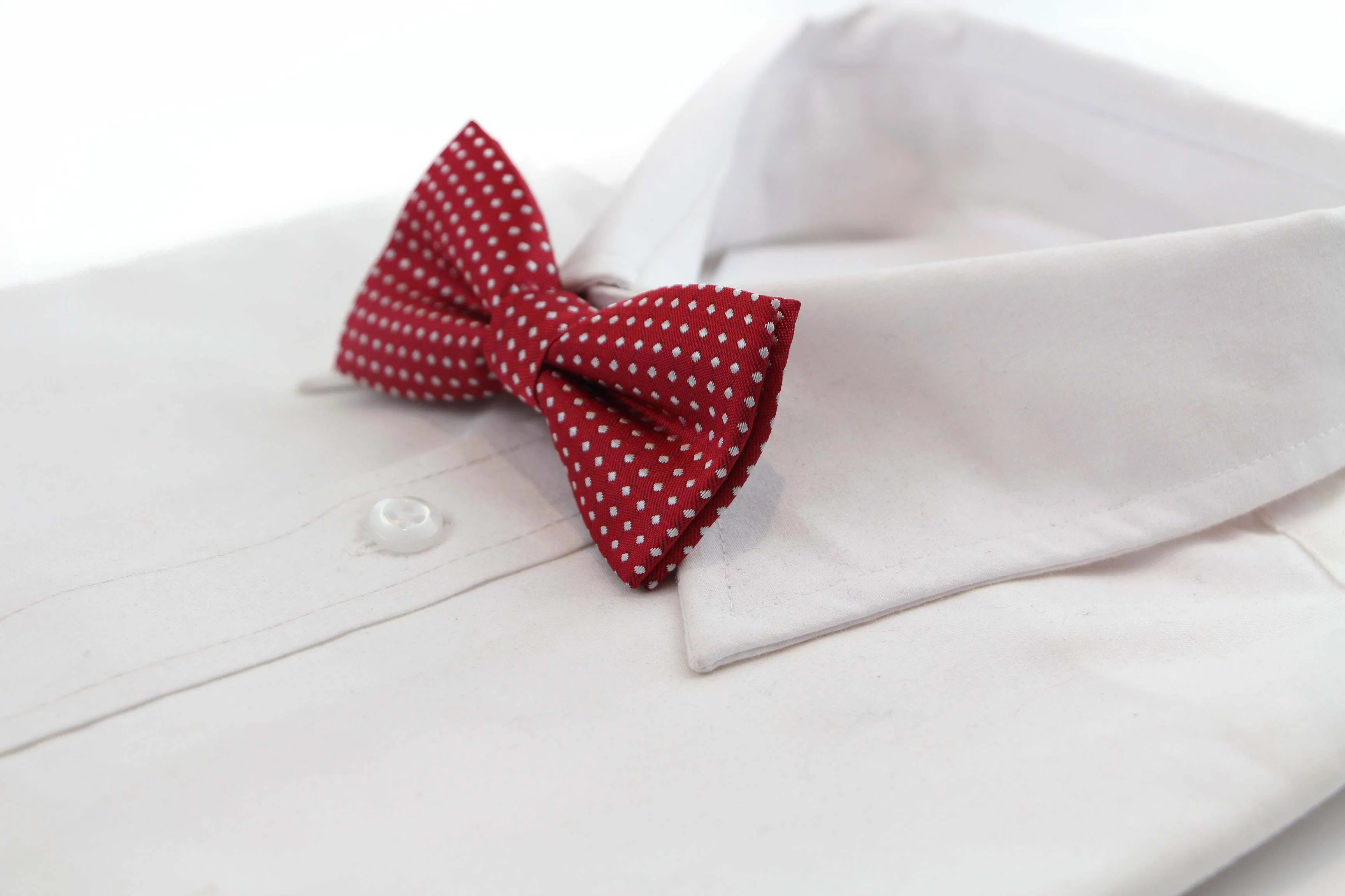 Boys Red Bow Tie With White Polka Dots