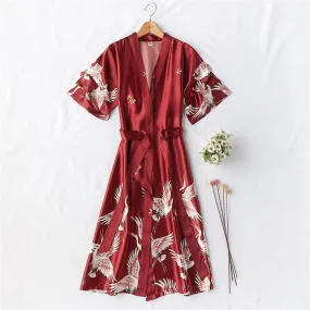 Bridesmaid, Sister, Mother of The Bride Japanese Yukata Print Crane Bathrobe