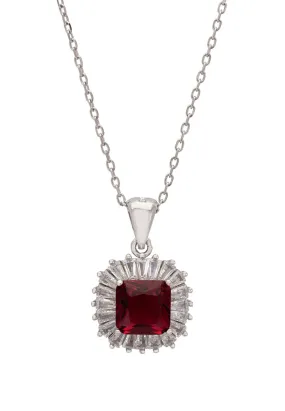 Camilla Pendant Necklace Silver Ruby