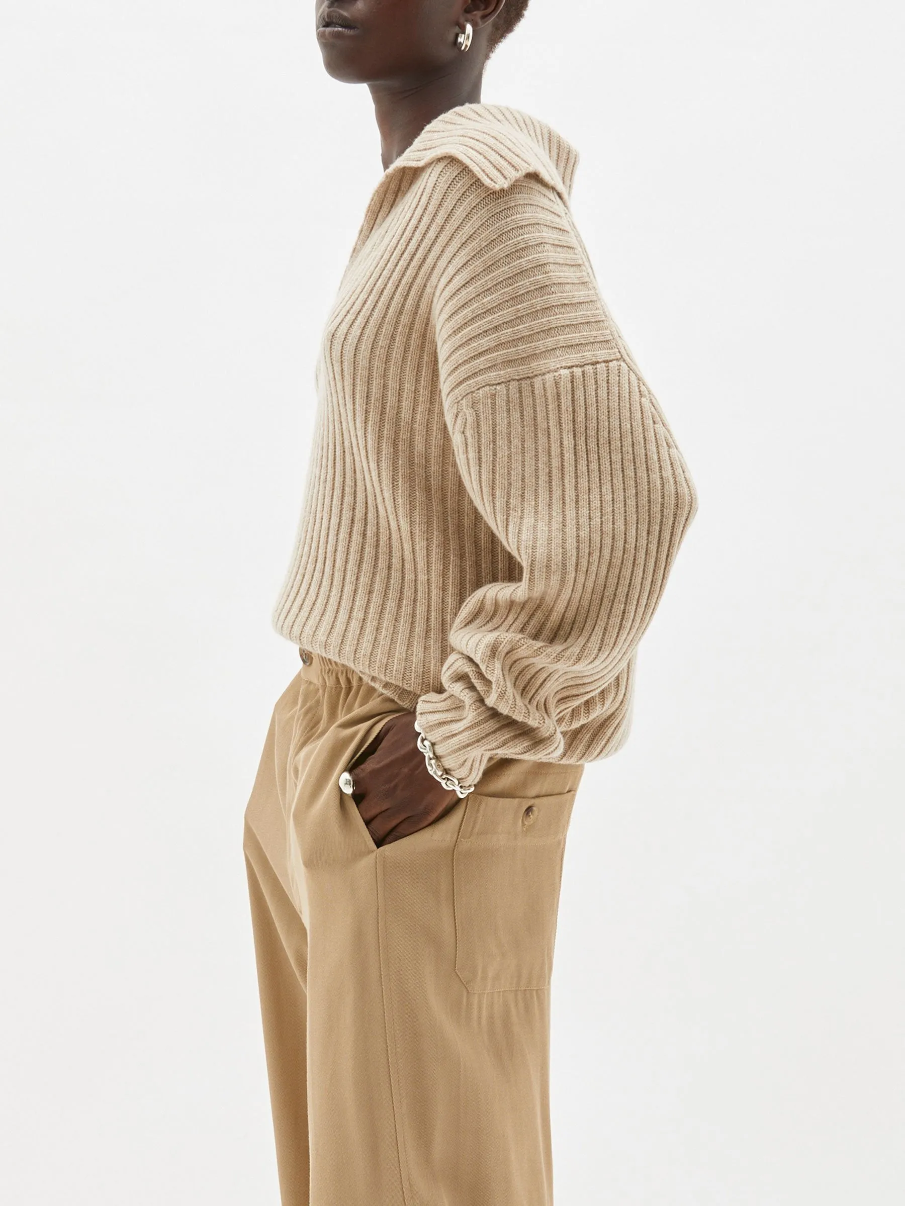 chunky ribbed polo knit