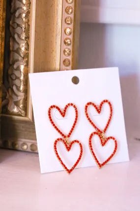 DOUBLE RED HEART EARRINGS