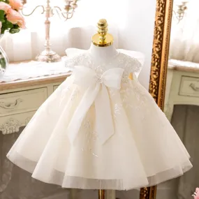 Girl Baptism Sequin Bow Dress