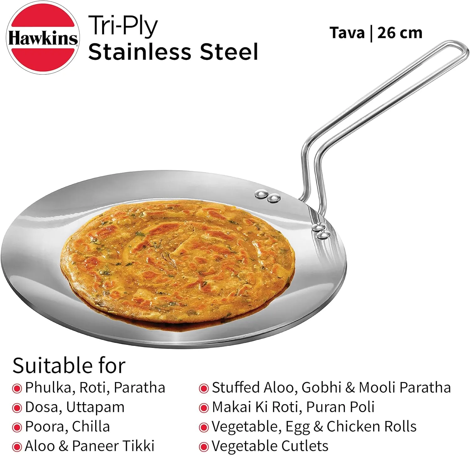 Hawkins Tri-ply Stainless Steel Tava 26 cm