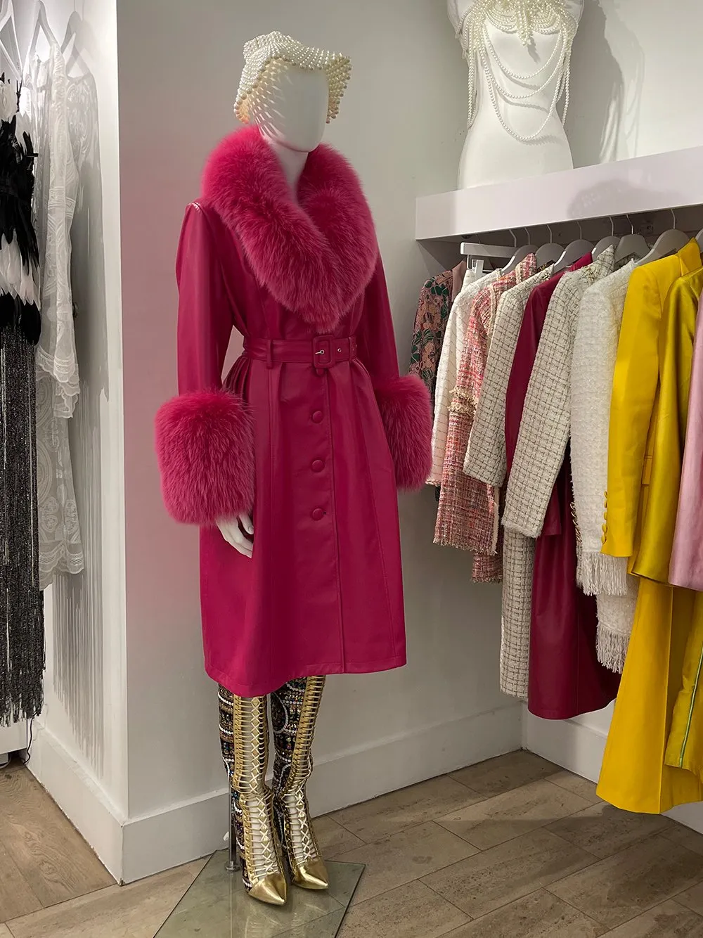 LADY PINK Fur Foxy Leather Coat