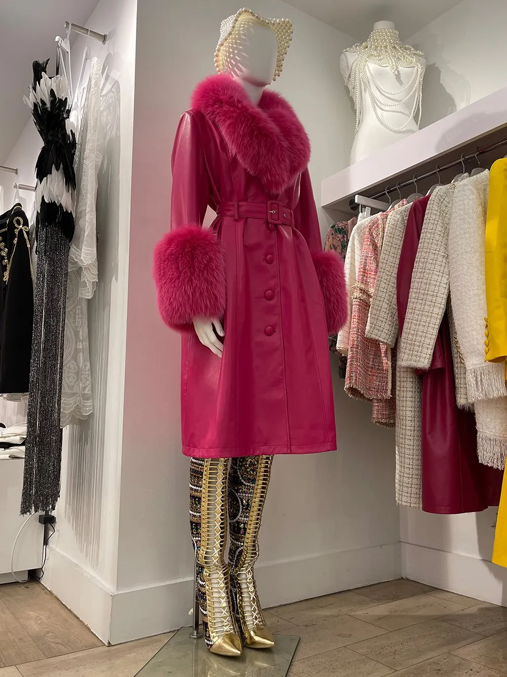 LADY PINK Fur Foxy Leather Coat