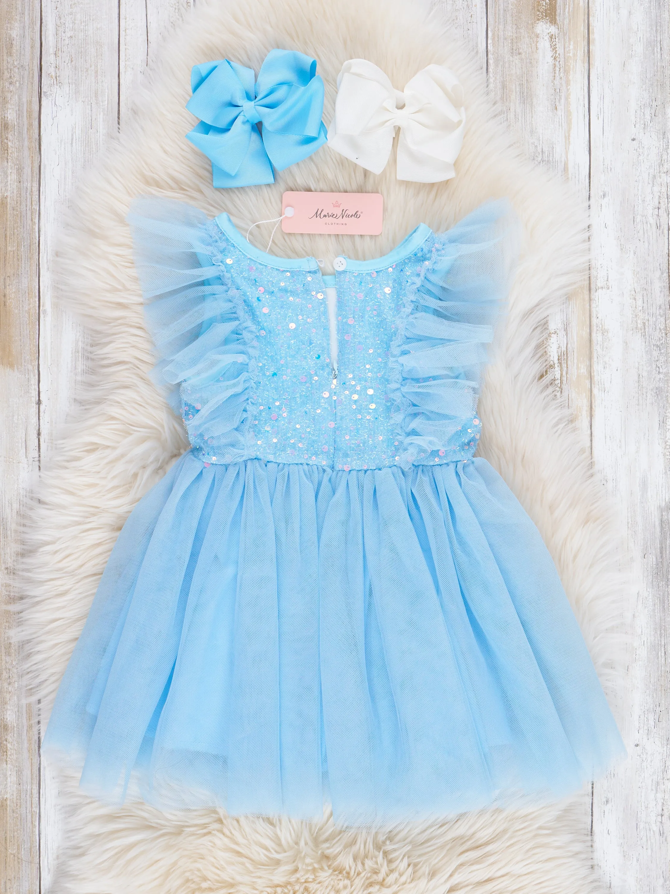 Light Blue Flutter Tulle Dress