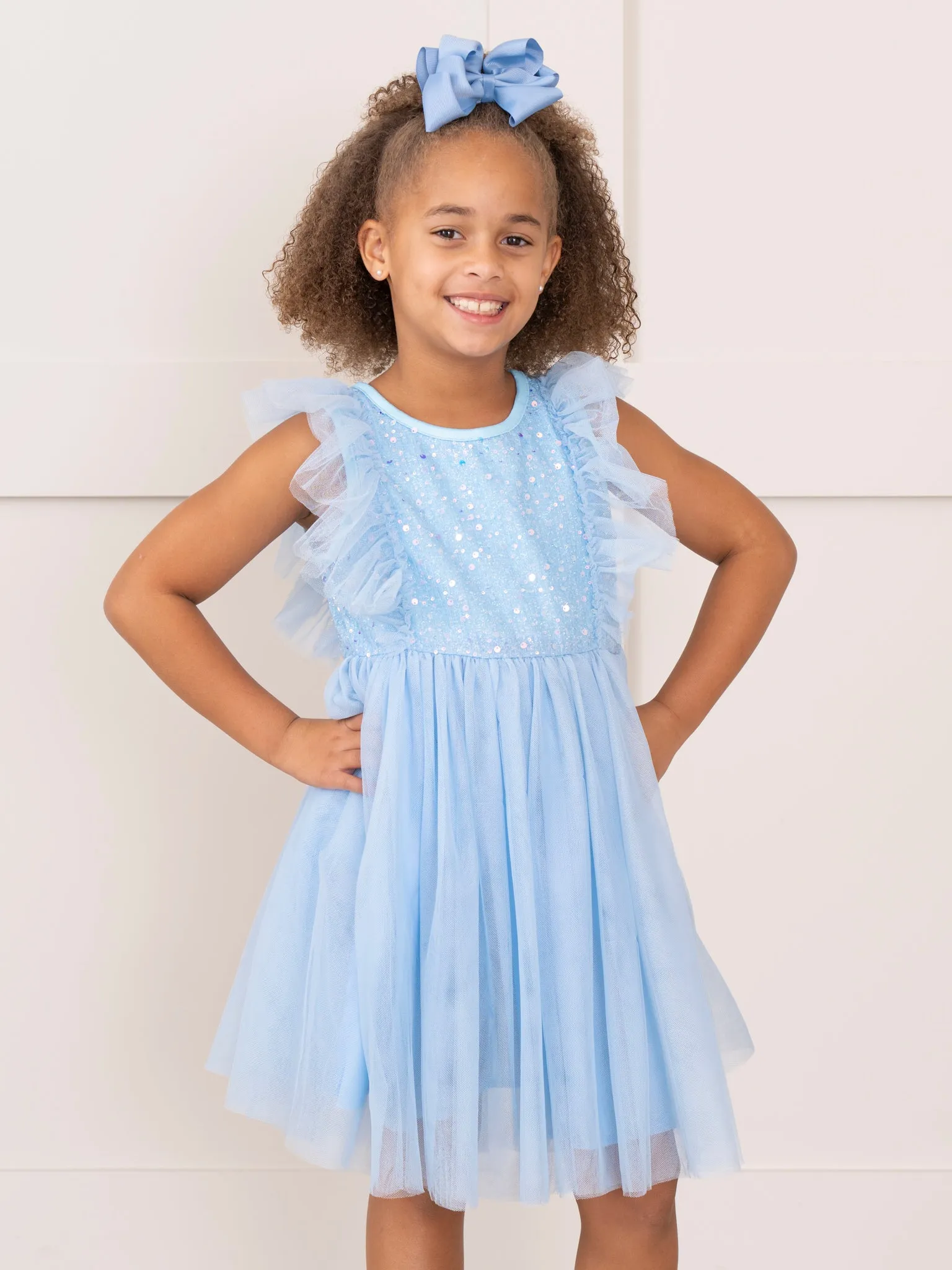 Light Blue Flutter Tulle Dress