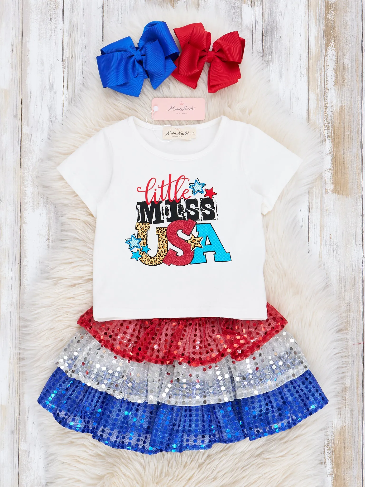 Little Miss USA Outfit w/ Tiered Sequin Skirt