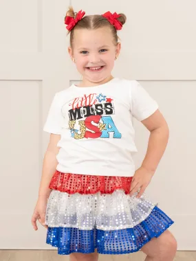 Little Miss USA Outfit w/ Tiered Sequin Skirt