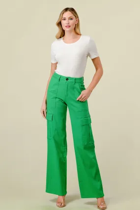 LVB-600 GREEN HIGH WAISTED SUPER-STRETCH COLORED CARGO JEANS