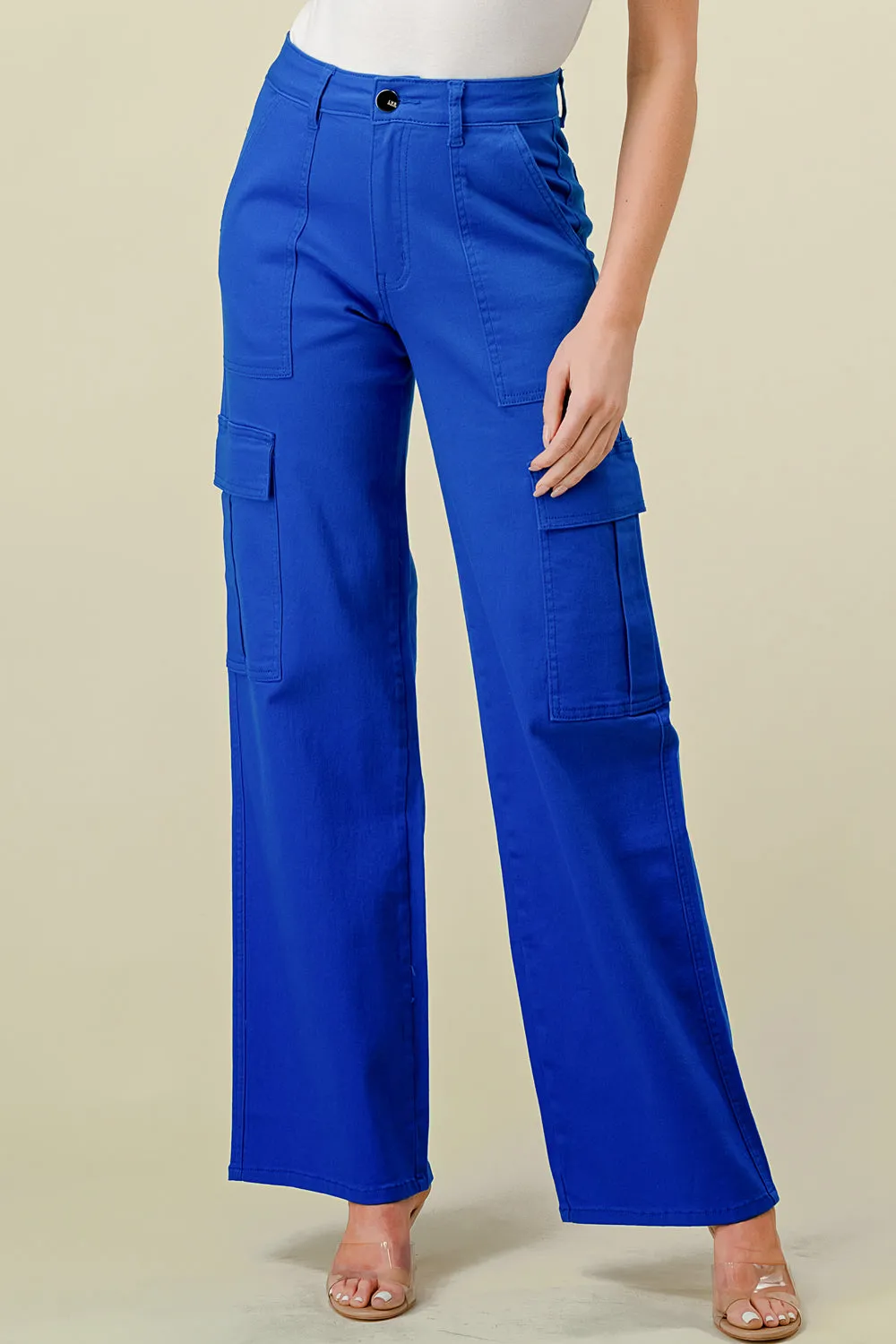 LVB-600 ROYAL HIGH WAISTED SUPER-STRETCH COLORED CARGO PANTS