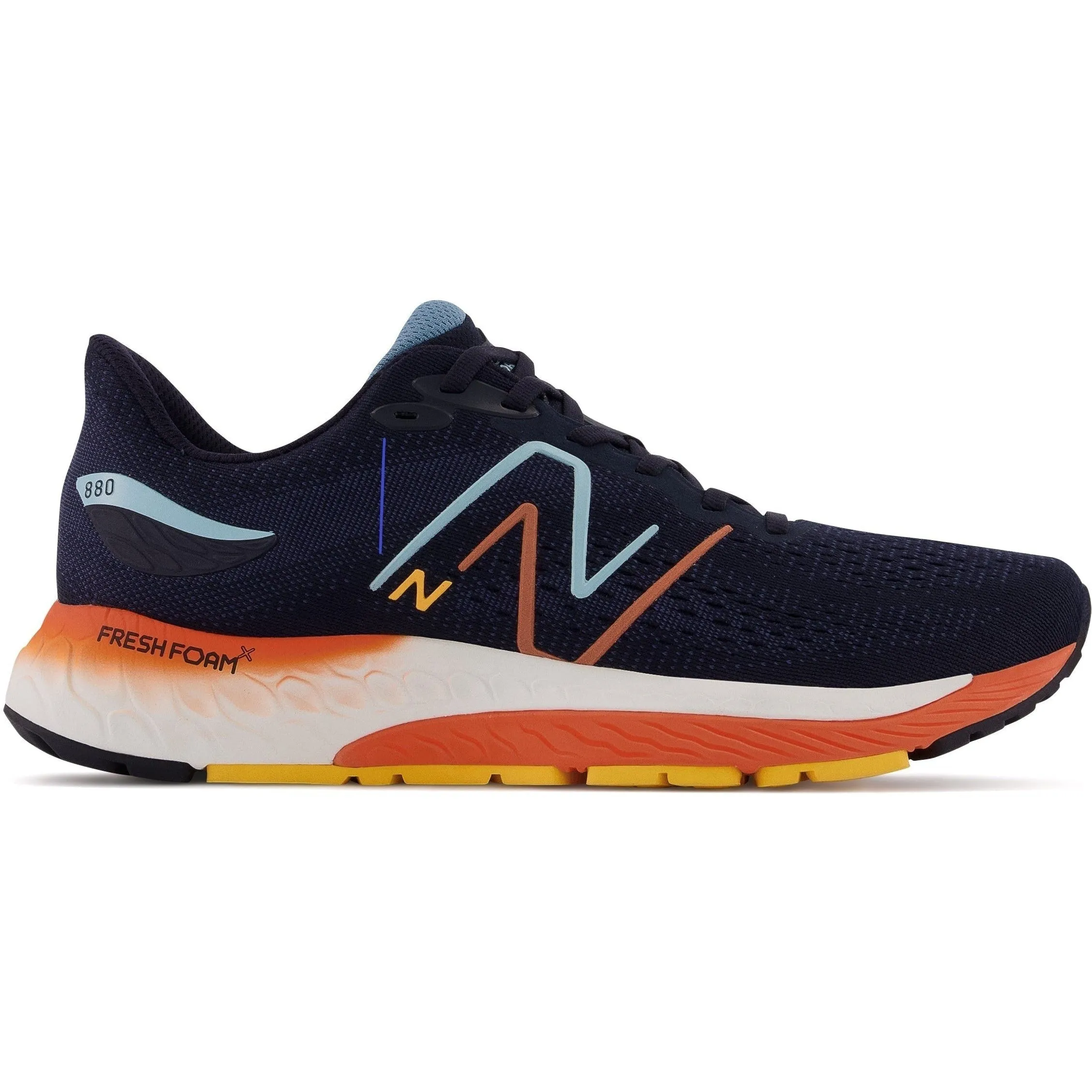 Men's New Balance Fresh Foam X 880v12, Eclipse/Vibrant Apricot, 9 2E Wide