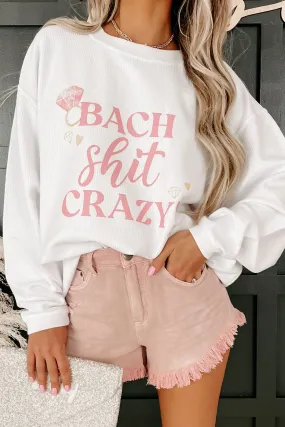 "Bach Shit Crazy" Corded Graphic Crewneck (White) - Print On Demand