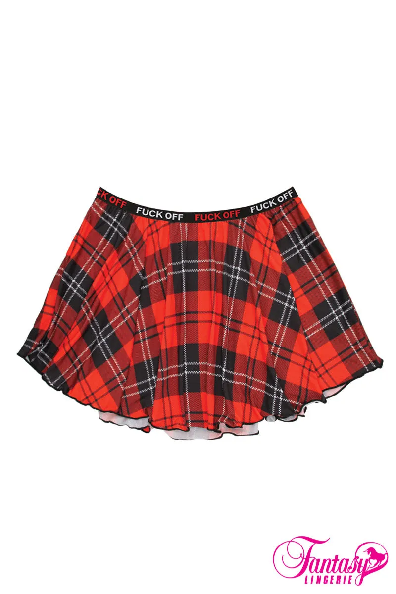 "Fuck Off" Plaid Skirt