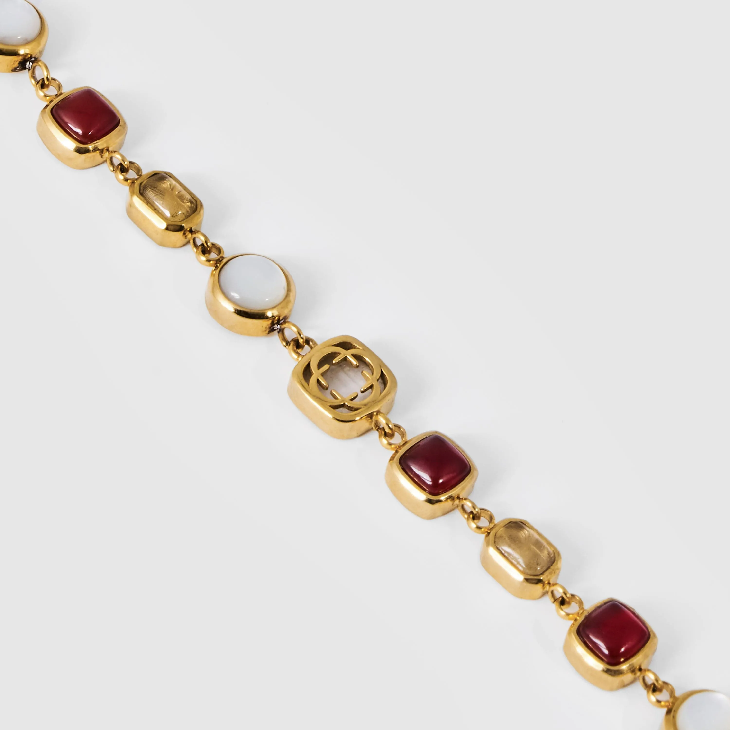 Red Crystal Gemstone Bracelet (Gold)