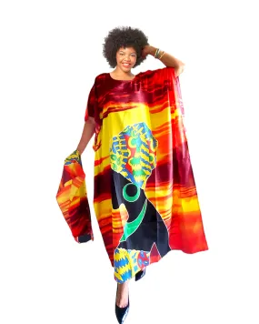 Red Multi Kaftan Dress