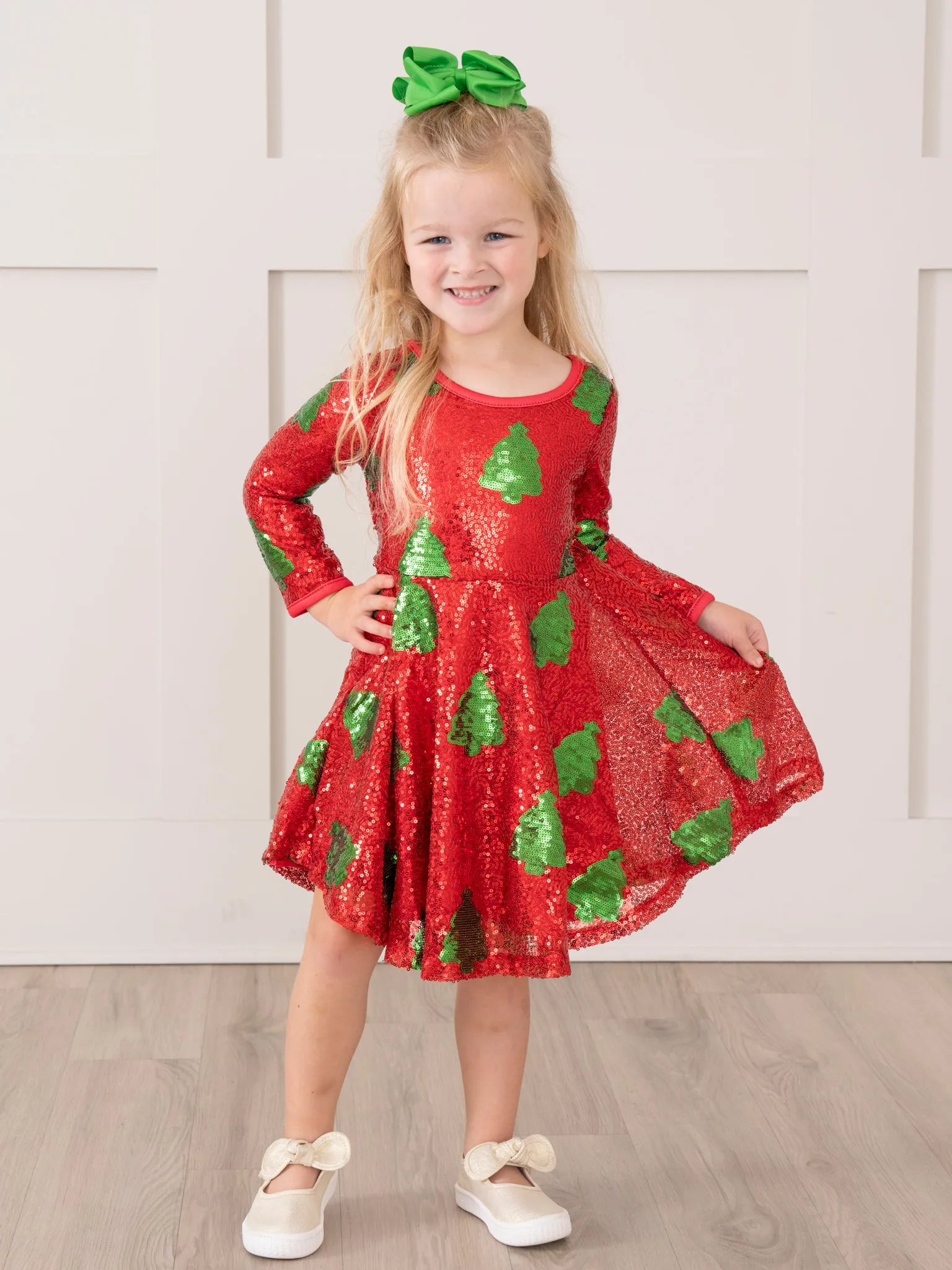 Red Sequin Christmas Tree Dress