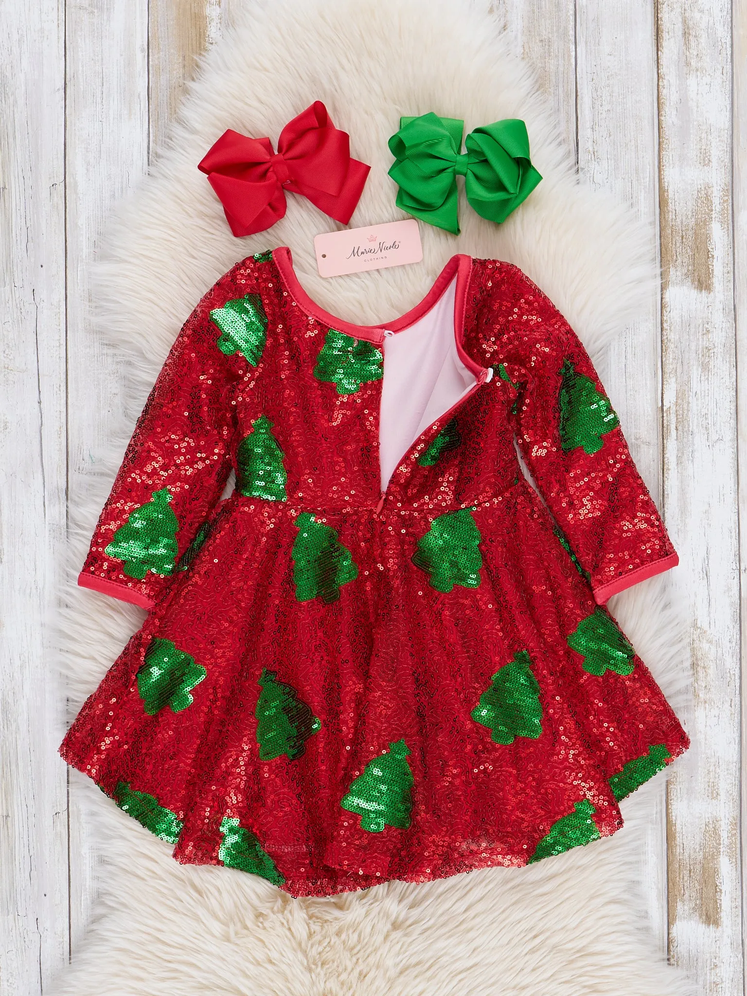 Red Sequin Christmas Tree Dress