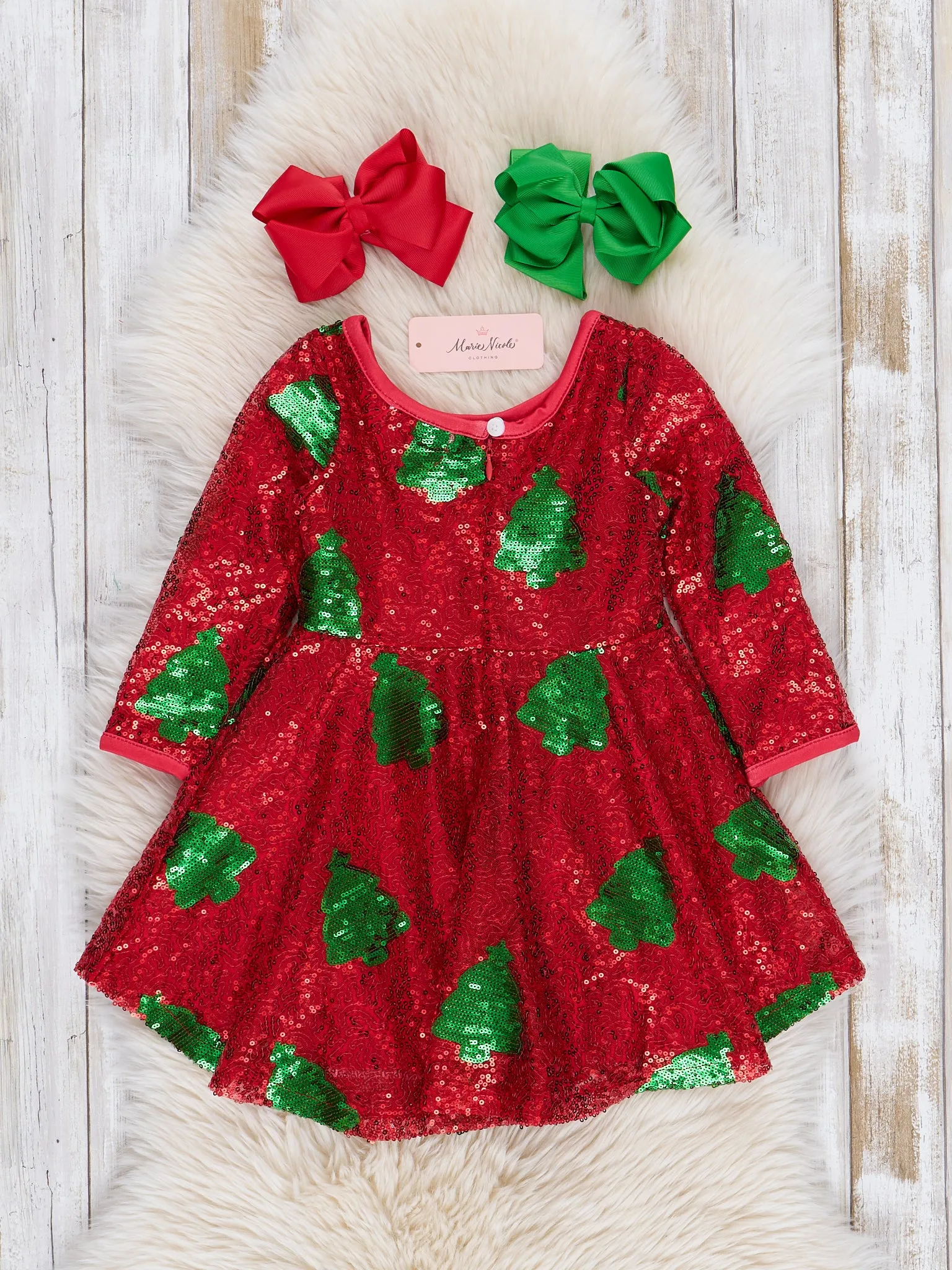 Red Sequin Christmas Tree Dress