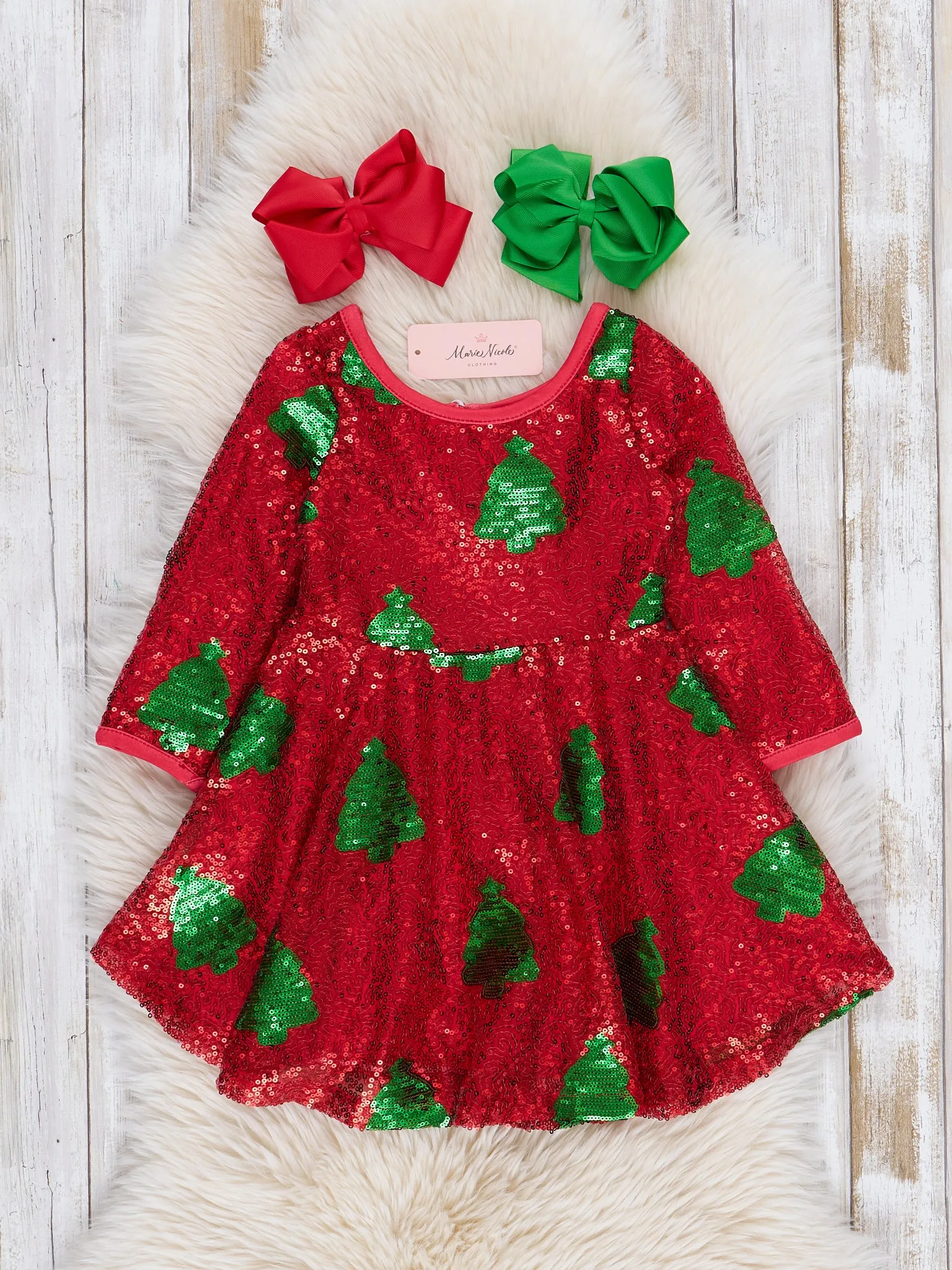 Red Sequin Christmas Tree Dress