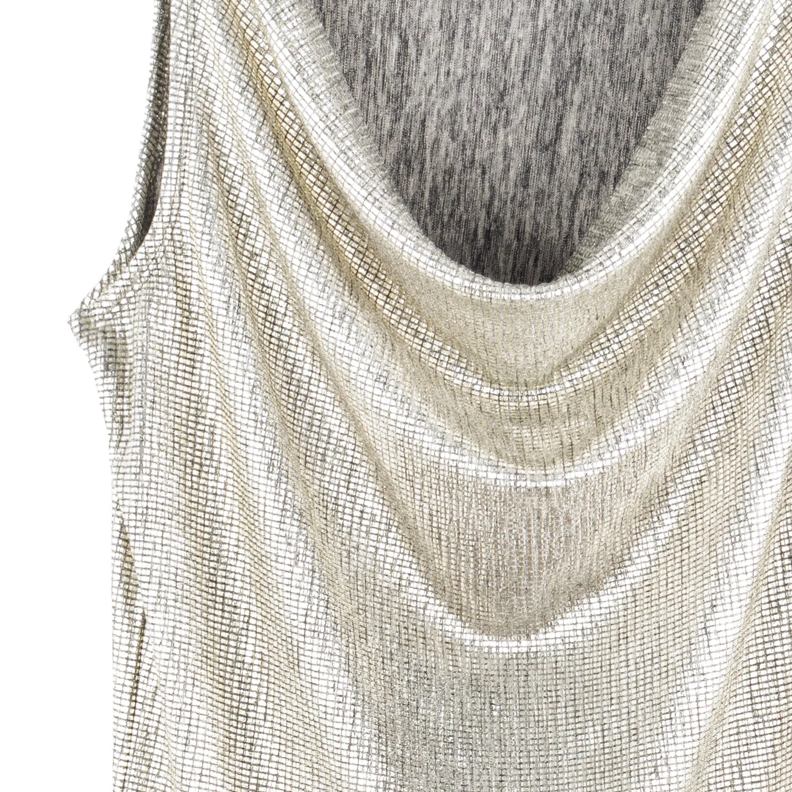 Shimmer Foil Lamé - Cowl Neck Draped Tank - Champagne - Limited Edition!