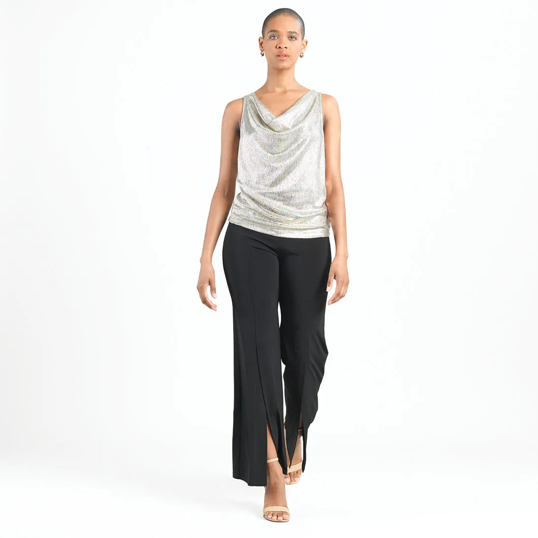 Shimmer Foil Lamé - Cowl Neck Draped Tank - Champagne - Limited Edition!