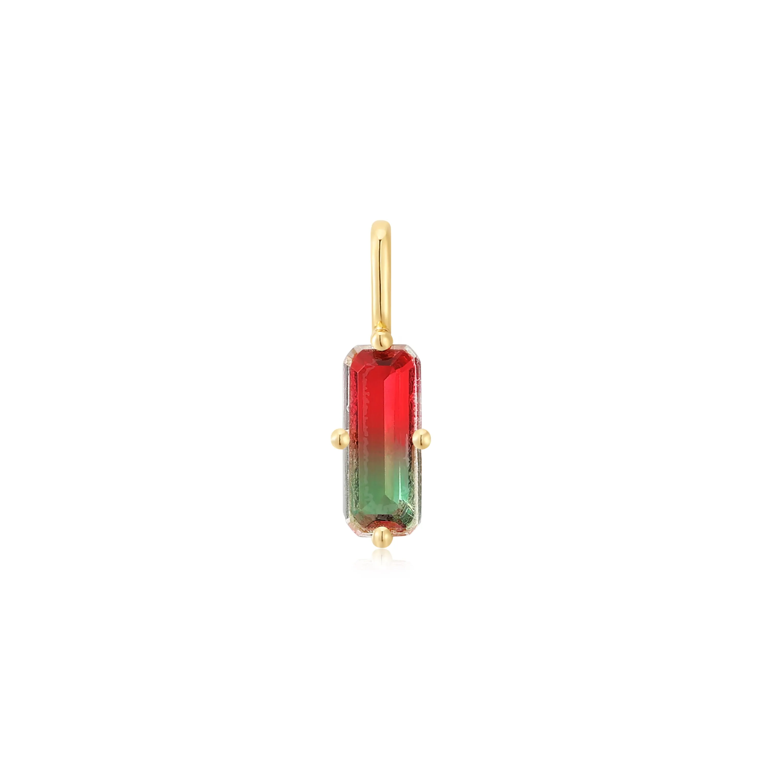 Silver Red/Green Crystal Charm