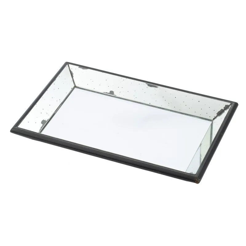 Slandblic Square Glass/Metal Black Coffee Table Tray