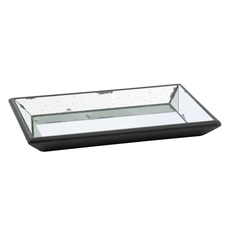 Slandblic Square Glass/Metal Black Coffee Table Tray