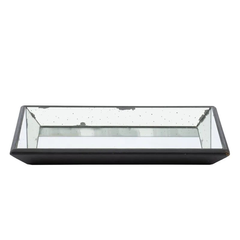 Slandblic Square Glass/Metal Black Coffee Table Tray